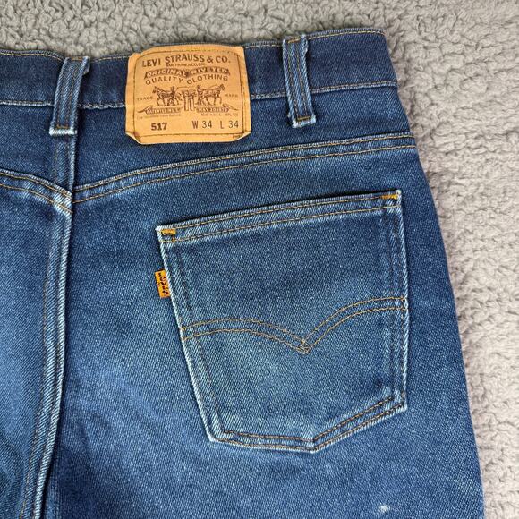 Vintage Levis Jeans Mens 34x34 (Fits 33x30) 517 Bootcut Orange Tab USA Made 90s - Picture 1 of 12